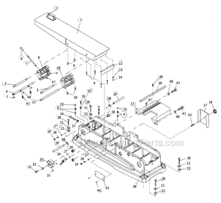 Outfeed Table And Base Diagram and Parts List for PJ-882HH  Powermatic Planer Jointer