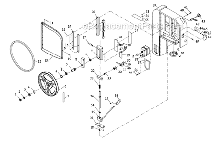 Upper Wheel Diagram and Parts List for PM1800  Powermatic Band Saw