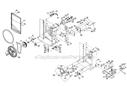 Lower Wheel And Motor Diagram and Parts List for PM1800  Powermatic Band Saw