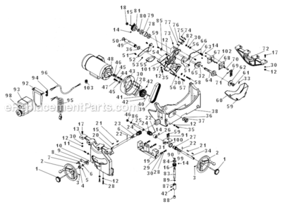 Trunnion_And_Motor_Assembly Diagram and Parts List for PM2000 1792001K Powermatic Table Saw