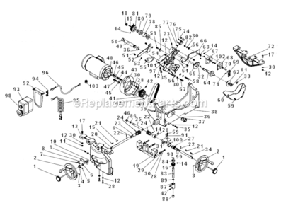 Trunnion_And_Motor_Assembly Diagram and Parts List for PM2000 1792003K Powermatic Table Saw