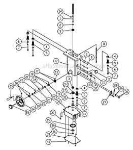 Elevator Diagram and Parts List for PM2700 1280102C Powermatic Shaper