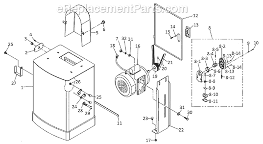 Page E Diagram and Parts List for PWBS-14 1791216K Powermatic Band Saw