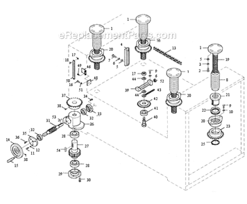Table Raising Diagram and Parts List for RB-25  Powermatic Sander Polisher