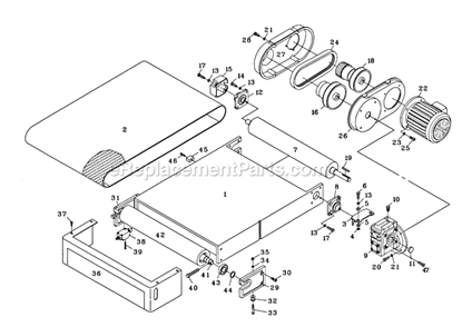 Table And Conveyor Diagram and Parts List for WB-25 1790825 Powermatic Sander Polisher
