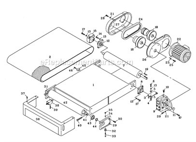 Table And Conveyor Diagram and Parts List for WB-43 1790843 Powermatic Sander Polisher
