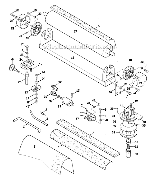 Tension Roller Diagram and Parts List for RB-25  Powermatic Sander Polisher