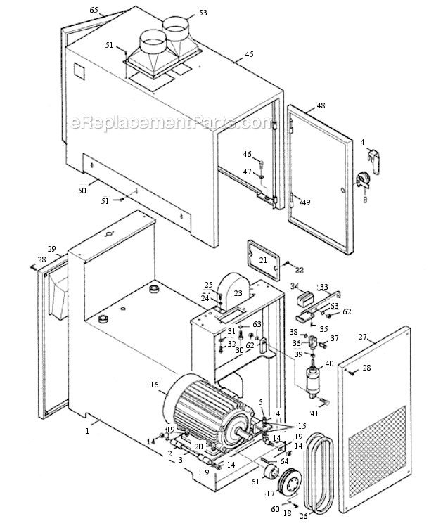 Cabinet And Motor Diagram and Parts List for RB-25  Powermatic Sander Polisher