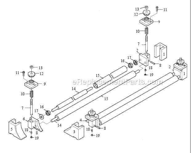 Pressure Bar Diagram and Parts List for RB-25  Powermatic Sander Polisher