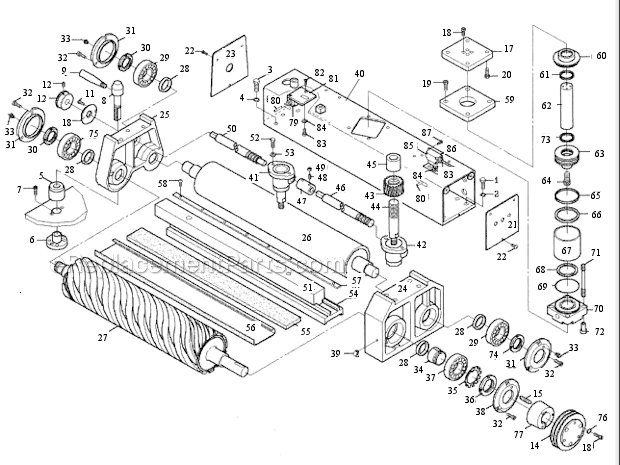 Platen Assembly Diagram and Parts List for RB-25  Powermatic Sander Polisher