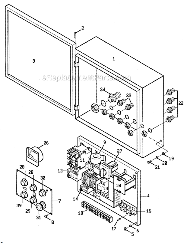 Electrical Box Diagram and Parts List for RB-25  Powermatic Sander Polisher