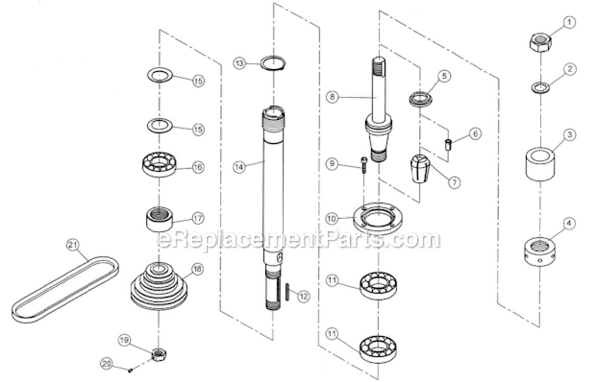 Spindle_Assembly Diagram and Parts List for TS29 1791284 Powermatic Shaper