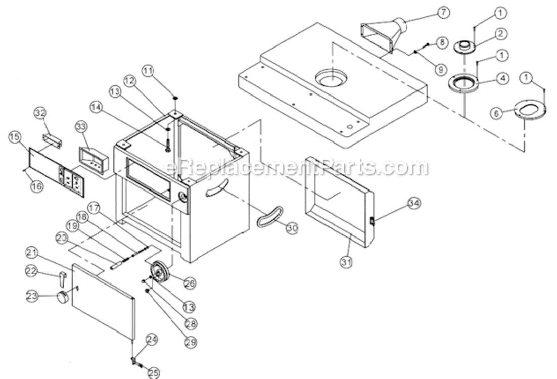 Cabinet_Assembly Diagram and Parts List for TS29 1791284 Powermatic Shaper