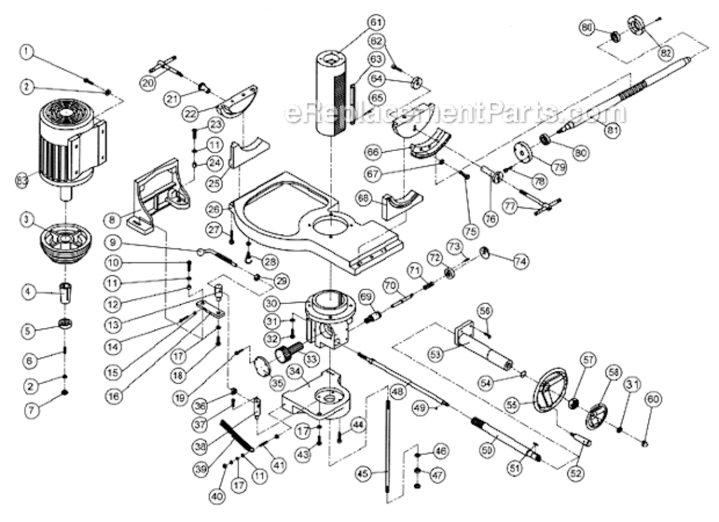 Quill_Assembly Diagram and Parts List for TS29 1791284 Powermatic Shaper