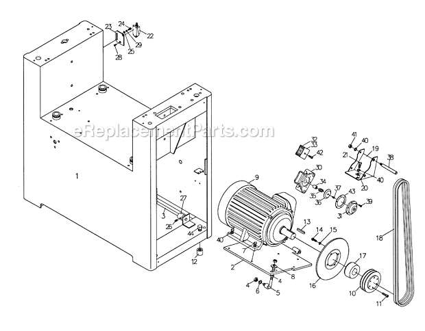 Base And Motor Diagram and Parts List for WB-25 1790825 Powermatic Sander Polisher