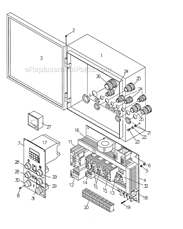 Electrical Box Diagram and Parts List for WB-25 1790825 Powermatic Sander Polisher