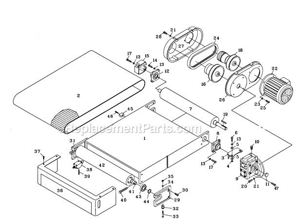 Table And Conveyor Diagram and Parts List for WB-37 1790837 Powermatic Sander Polisher