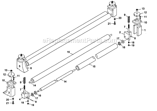 Pressure Bar Diagram and Parts List for WB-37 1790837 Powermatic Sander Polisher