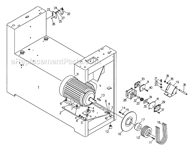 Base And Motor Diagram and Parts List for WB-43 1790843 Powermatic Sander Polisher