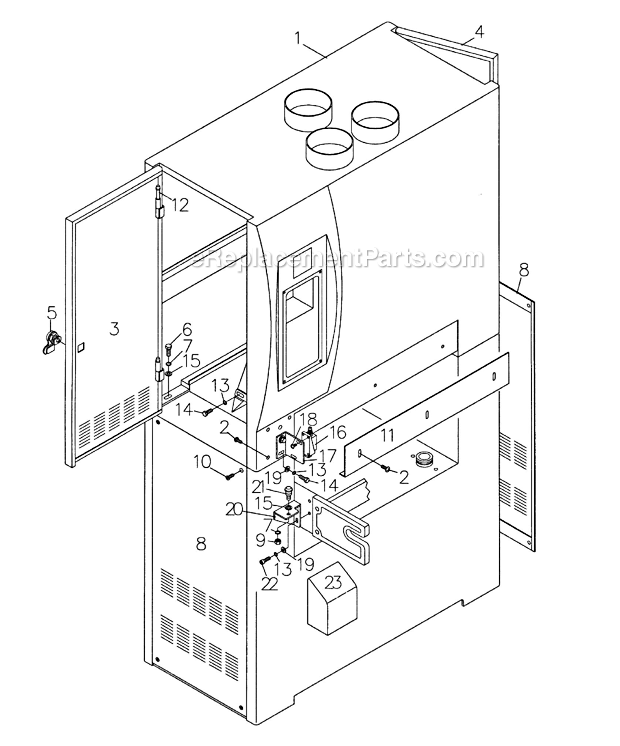 Upper Cabinet Diagram and Parts List for WB-43 1790843 Powermatic Sander Polisher