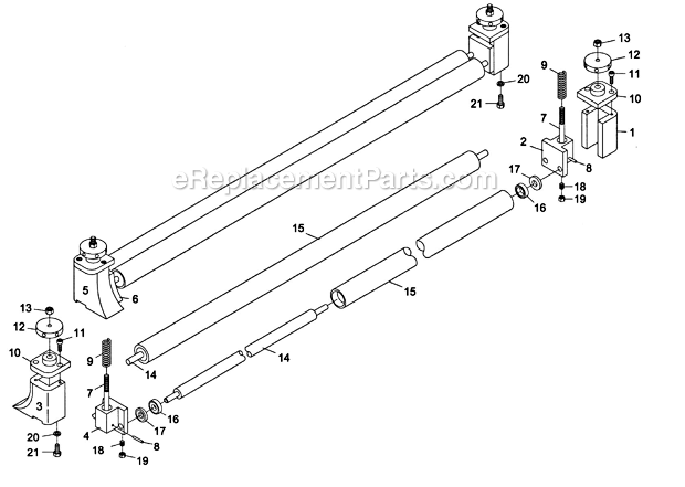 Pressure Bar Diagram and Parts List for WB-43 1790843 Powermatic Sander Polisher