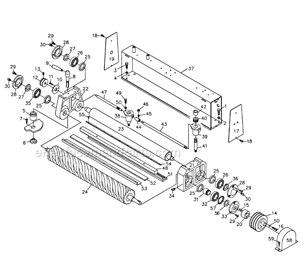 Platen Assembly Diagram and Parts List for WB-43 1790843 Powermatic Sander Polisher