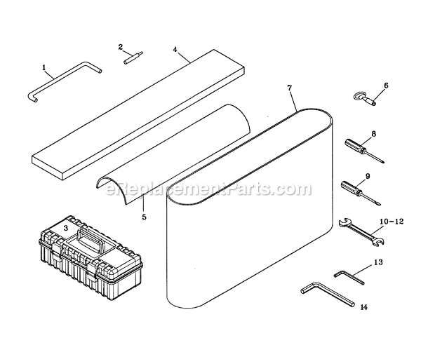 Sanding Belt Diagram and Parts List for WB-43 1790843 Powermatic Sander Polisher
