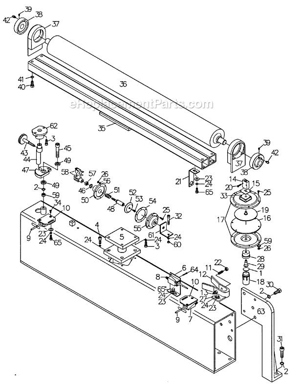 Tension Roller Diagram and Parts List for WB-43 1790843 Powermatic Sander Polisher