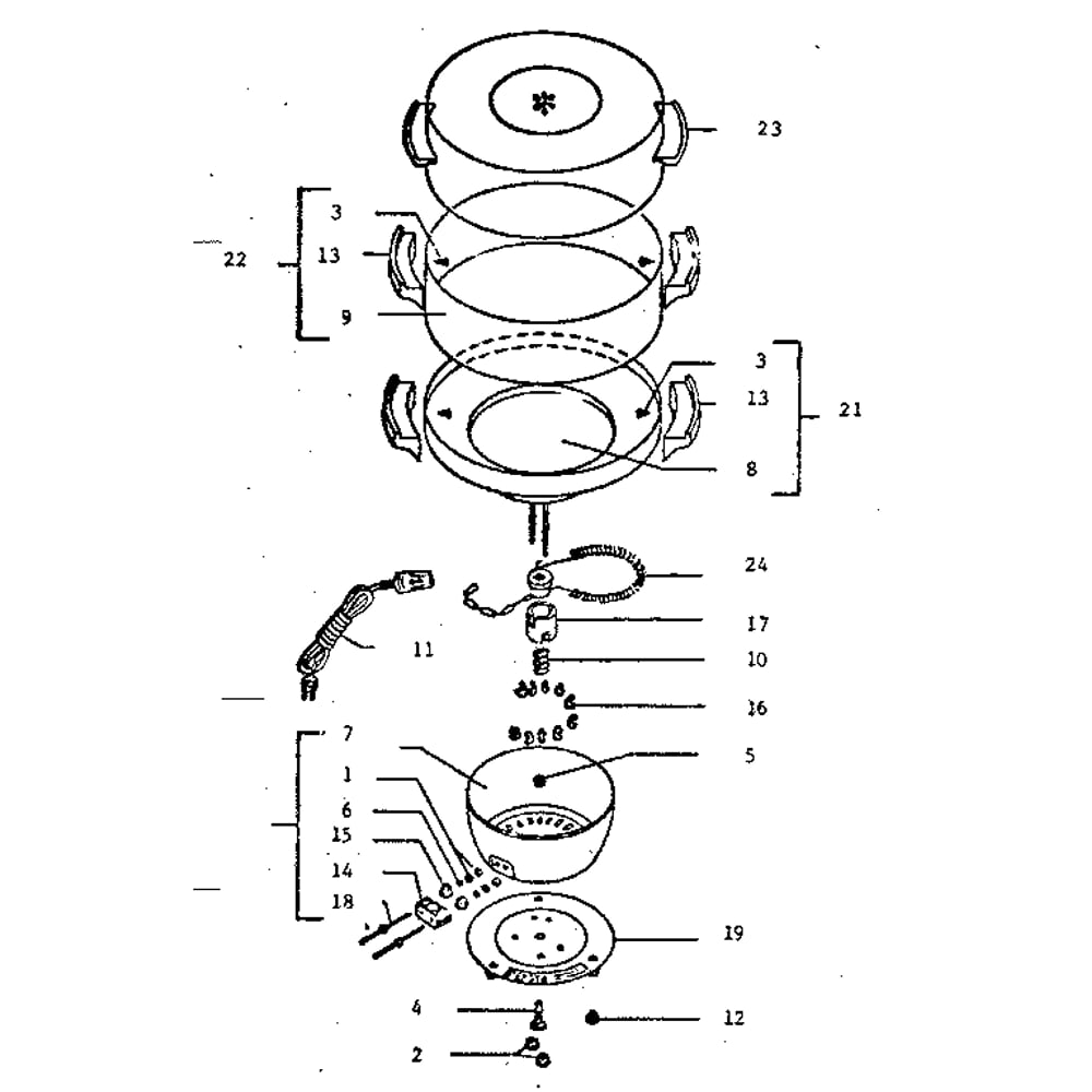 Replacement Parts Diagram and Parts List for 0500001  Presto Miscellaneous