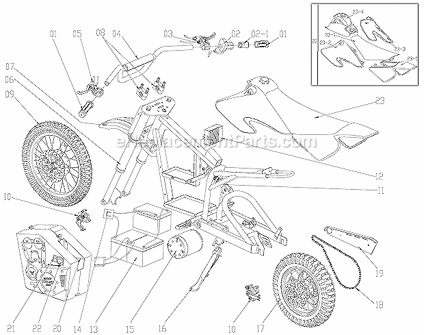 Page A Diagram and Parts List for MX500  Razor Ride-On Motorcyles