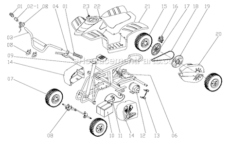 Page A Diagram and Parts List for DIRTQUAD  Razor Ride-On ATVs