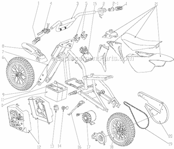 Page A Diagram and Parts List for MX400  Razor Ride-On Motorcyles