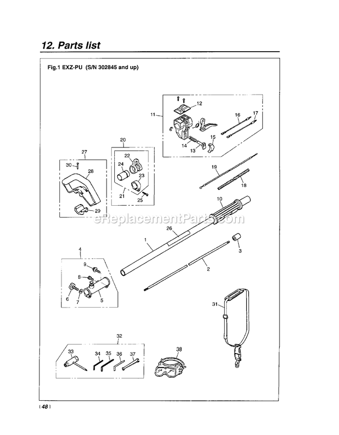 Accessories Diagram and Parts List for EXZ2500SPU 352001 AND UP RedMax Edger