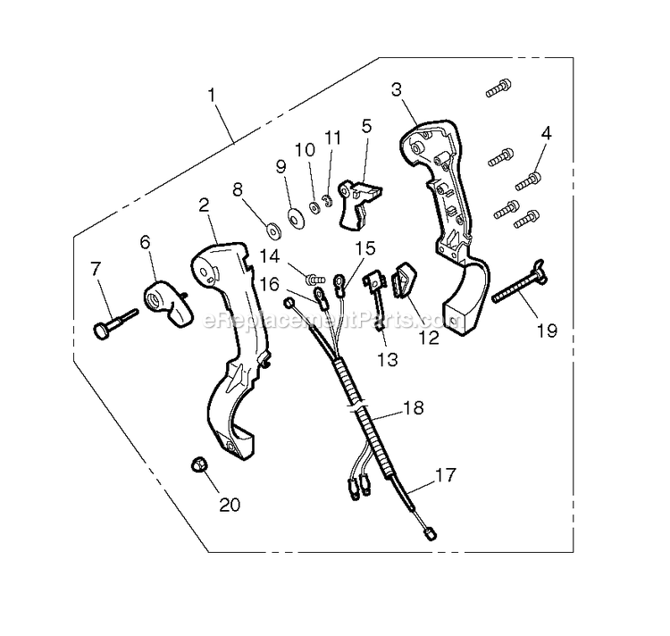 Controls Diagram and Parts List for EBZ3050RH 90100101 AND UP RedMax Leaf Blower / Vacuum