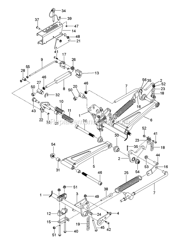 Mower Lift / Deck Lift Diagram and Parts List for CZT60X  RedMax Lawn Tractor