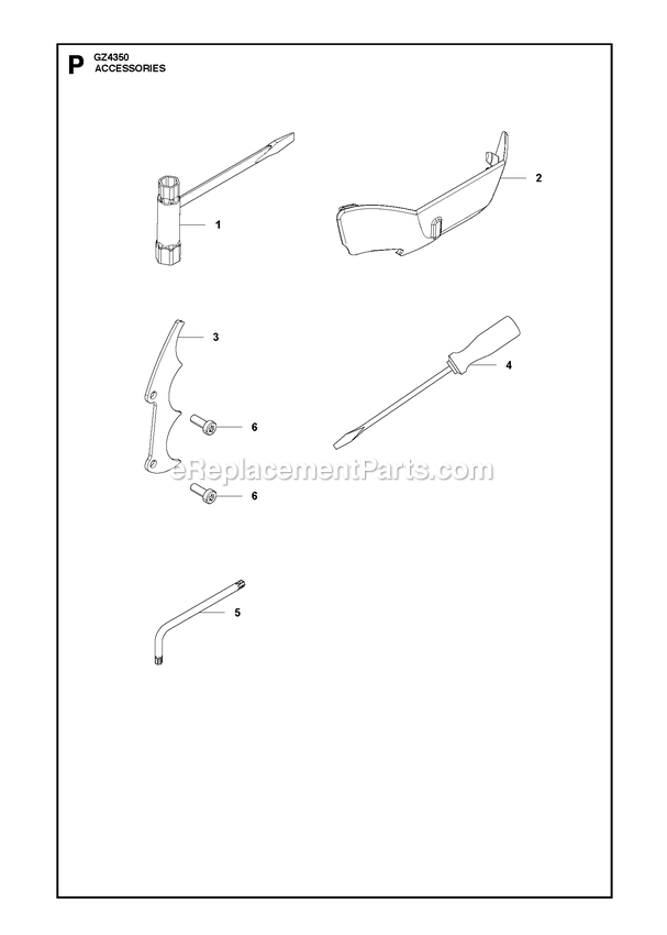 Accessories Diagram and Parts List for GZ4350  RedMax Chainsaw