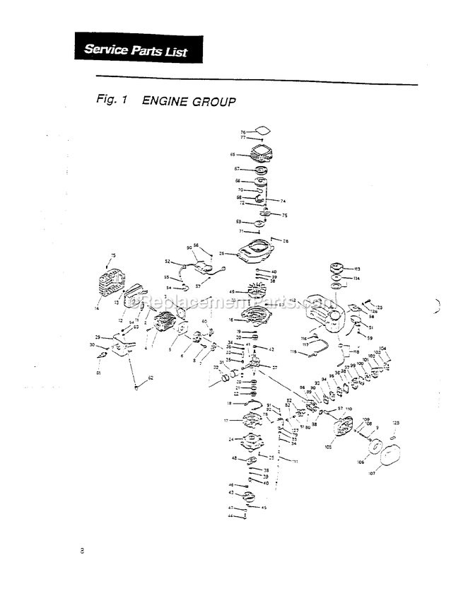 Engine Diagram and Parts List for AG230 000001 AND UP RedMax Auger