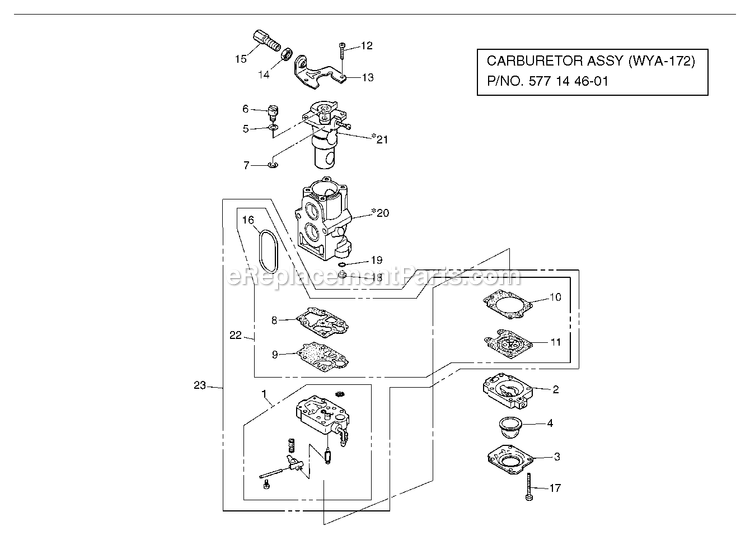 Carburetor Details Diagram and Parts List for EBZ6500RH (10900101 AND UP)(2012-08) RedMax Leaf Blower / Vacuum