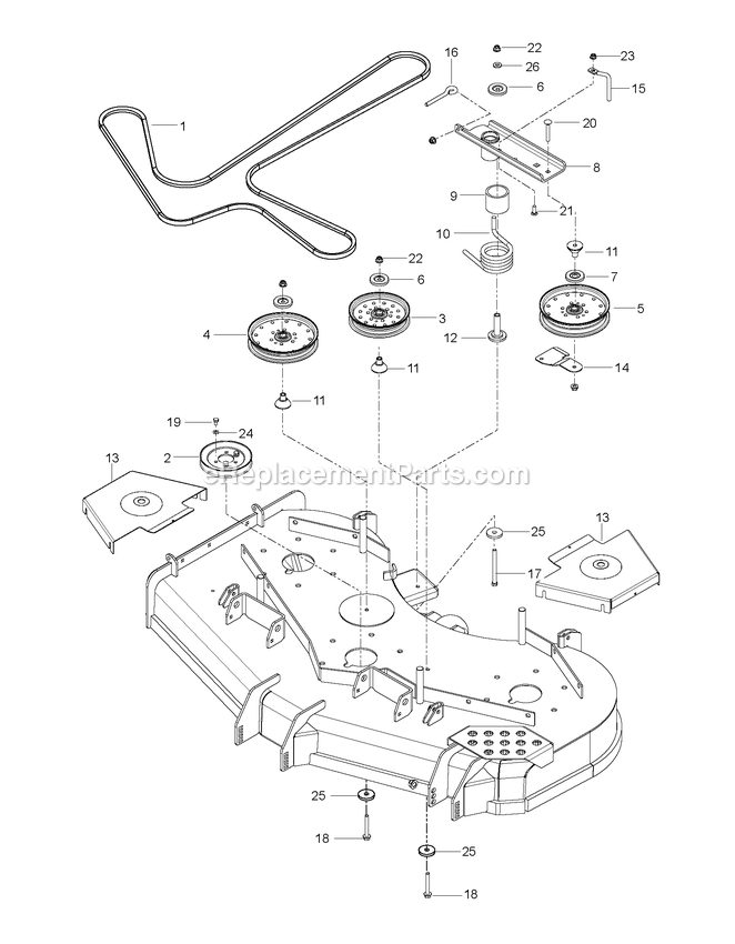 Belt Guard And Pulley Diagram and Parts List for CZT54X (967671701-00)(2017-09) RedMax Lawn Tractor