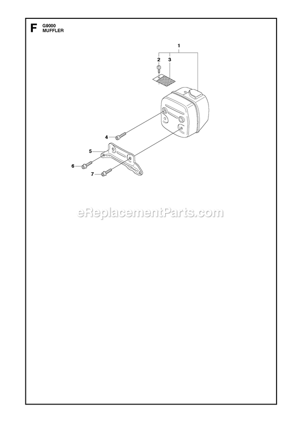 Muffler Diagram and Parts List for G9000  RedMax Chainsaw