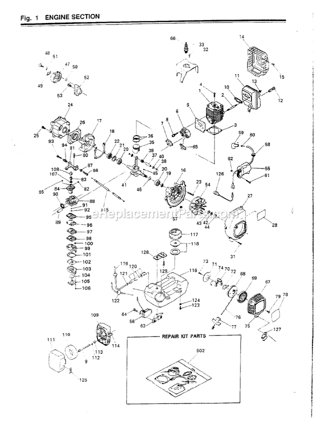 Engine Diagram and Parts List for CHT230B 000001 AND UP RedMax Hedge Trimmer