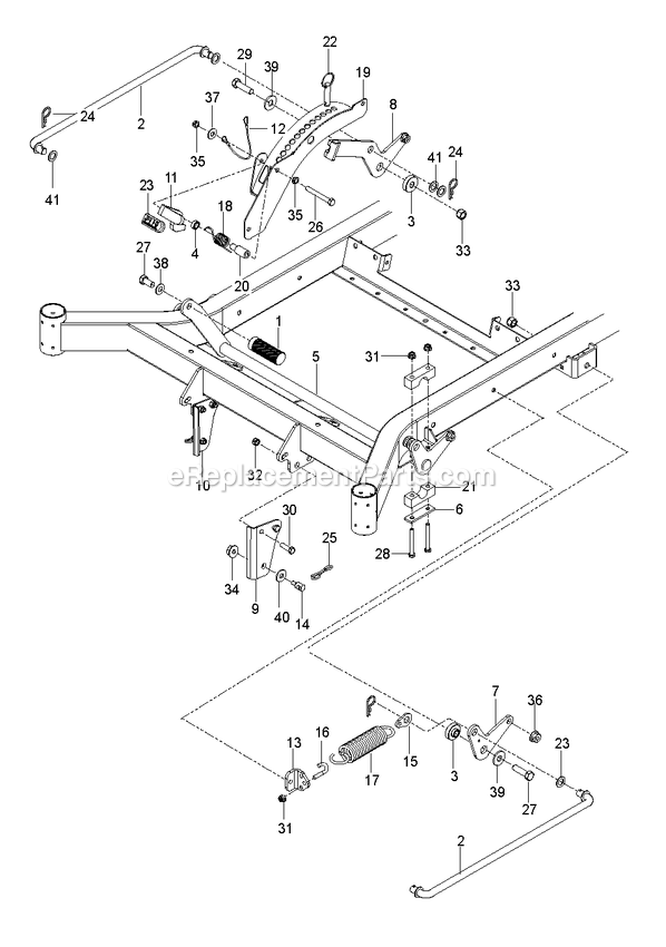 Mower Lift / Deck Lift Diagram and Parts List for RZT48X (967671001-00)(2019-02) RedMax Lawn Tractor
