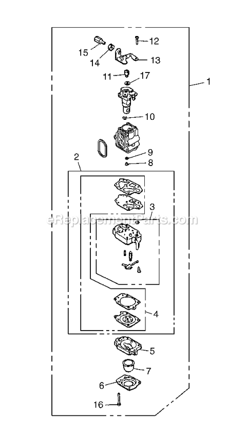Carburetor Diagram and Parts List for EBZ3050RH 90100101 AND UP RedMax Leaf Blower / Vacuum