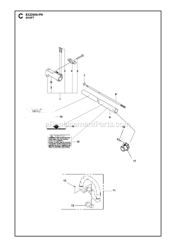 Shaft And Handle Diagram and Parts List for EXZ260S-PH (967094601)(2017-10) RedMax Edger