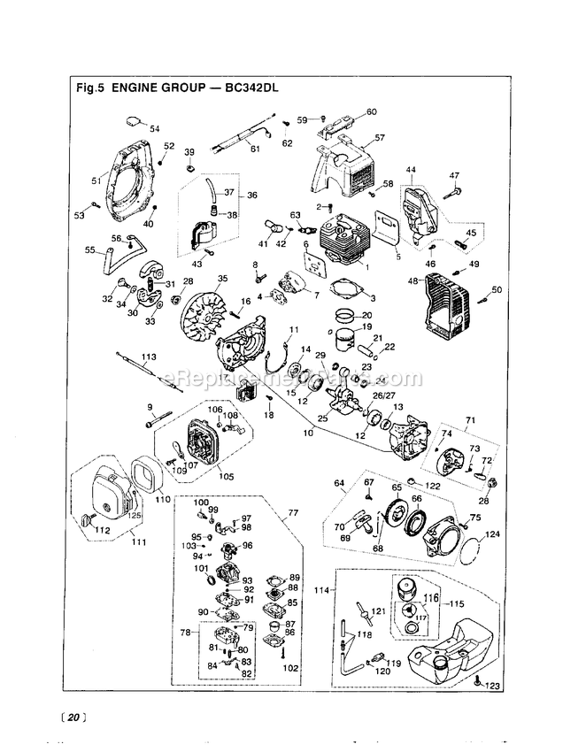 Engine Diagram and Parts List for BC342DL 502444 - 660000 RedMax Edger