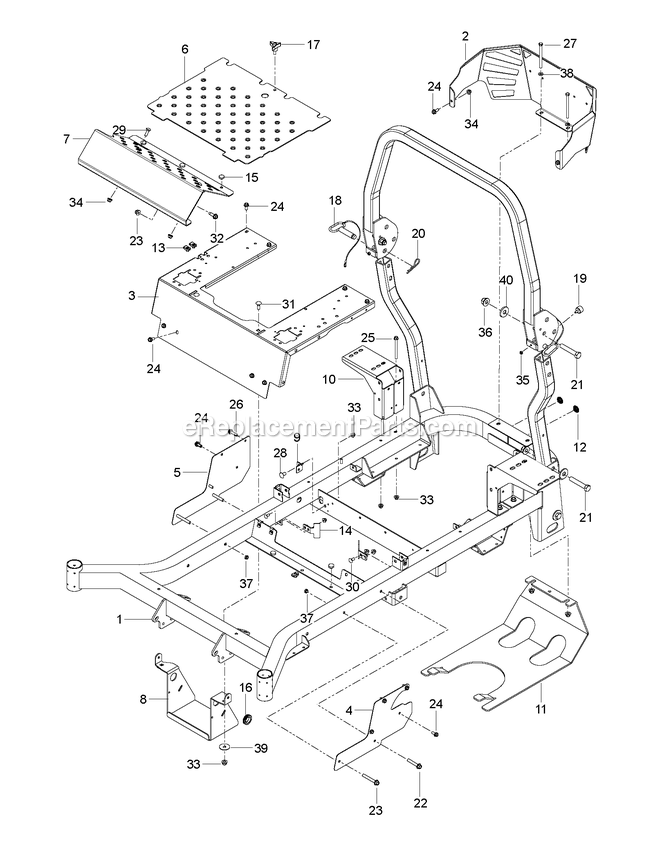 Frame Diagram and Parts List for CZT52 (967671301-00)(2017-09) RedMax Lawn Tractor