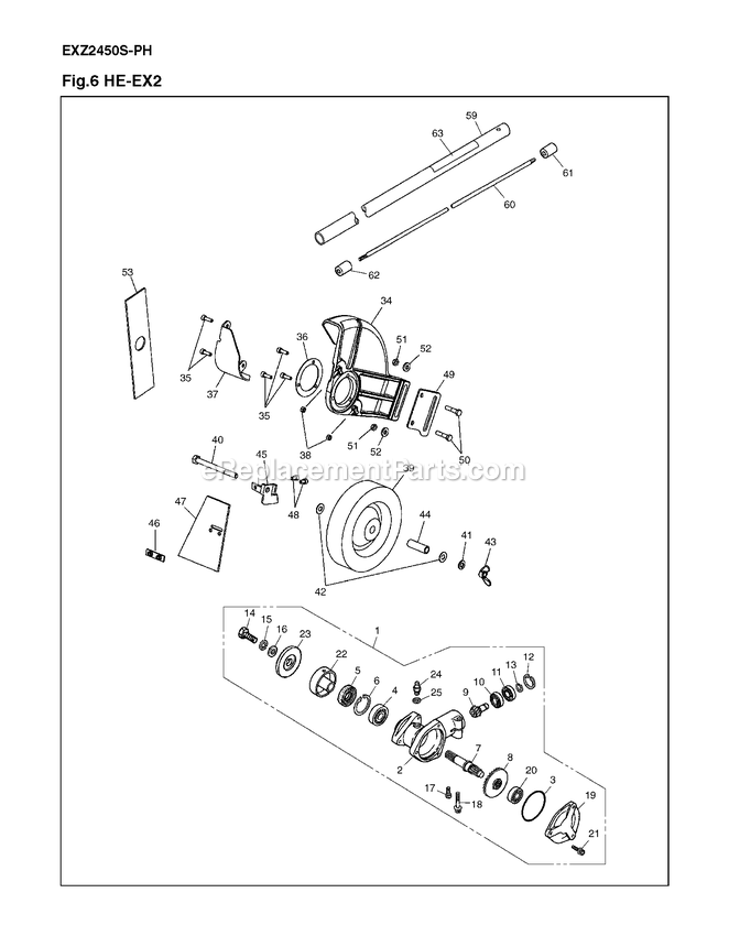 Cutting Equipment 2 Diagram and Parts List for EXZ2450S-PH 60100000 AND UP RedMax Edger