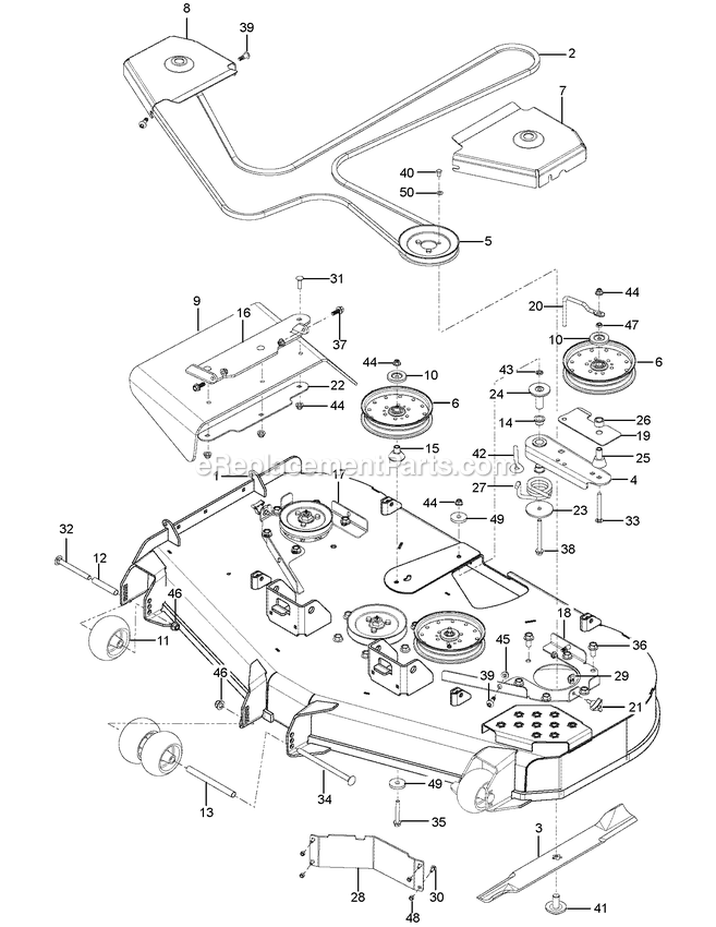 Mower Deck / Cutting Deck Diagram and Parts List for CZT60X  RedMax Lawn Tractor