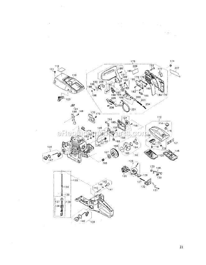 Engine 1 Diagram and Parts List for G455AVS 104866 - 918746 RedMax Chainsaw