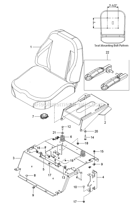 Seat 1 Diagram and Parts List for RZT54 (96767210101)(2020-08) RedMax Lawn Tractor